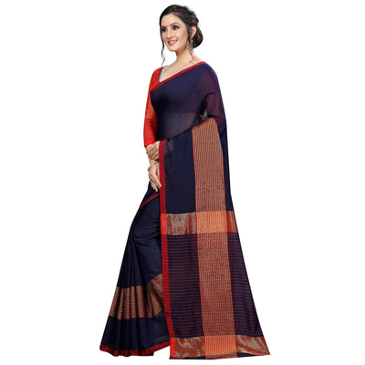 graceful-navy-blue-colored-festive-wear-cotton-saree