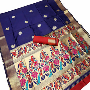 graceful-navy-blue-colored-festive-wear-woven-kota-art-silk-banarasi-saree-56293
