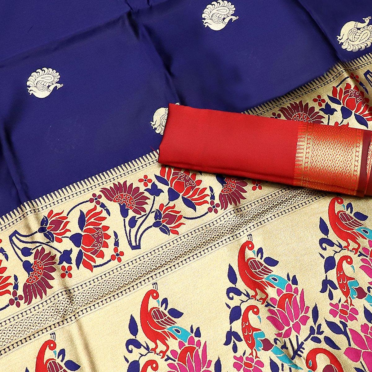 graceful-navy-blue-colored-festive-wear-woven-kota-art-silk-banarasi-saree-56293