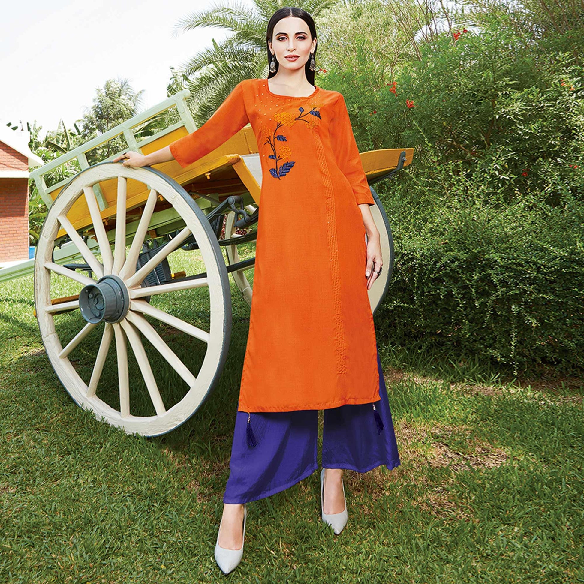 graceful-orange-colored-casual-wear-embroidered-cotton-sulb-kurti-105354
