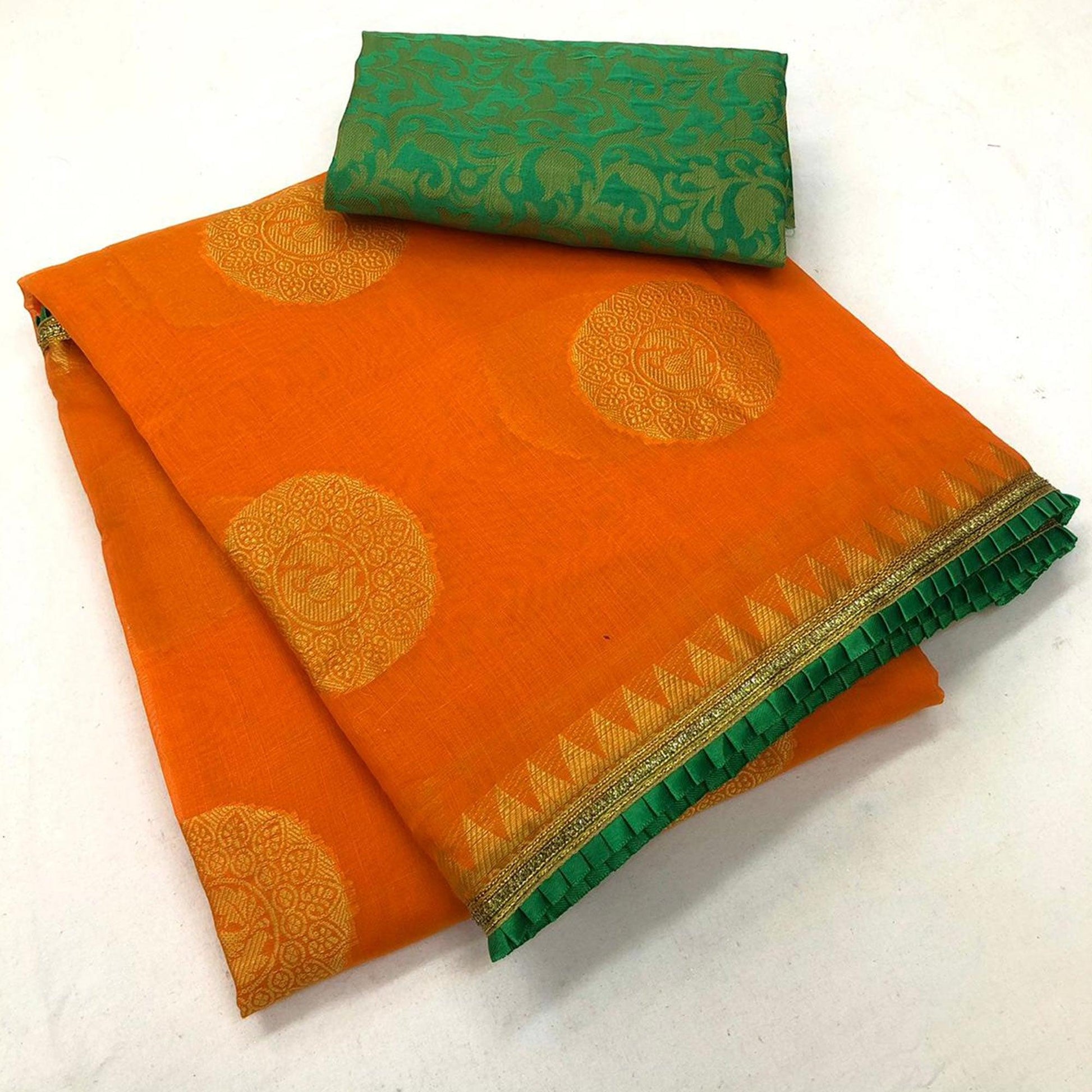 graceful-orange-colored-festive-wear-woven-cotton-saree-99816