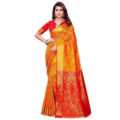 graceful-orange-colored-festive-wear-woven-silk-saree-32871