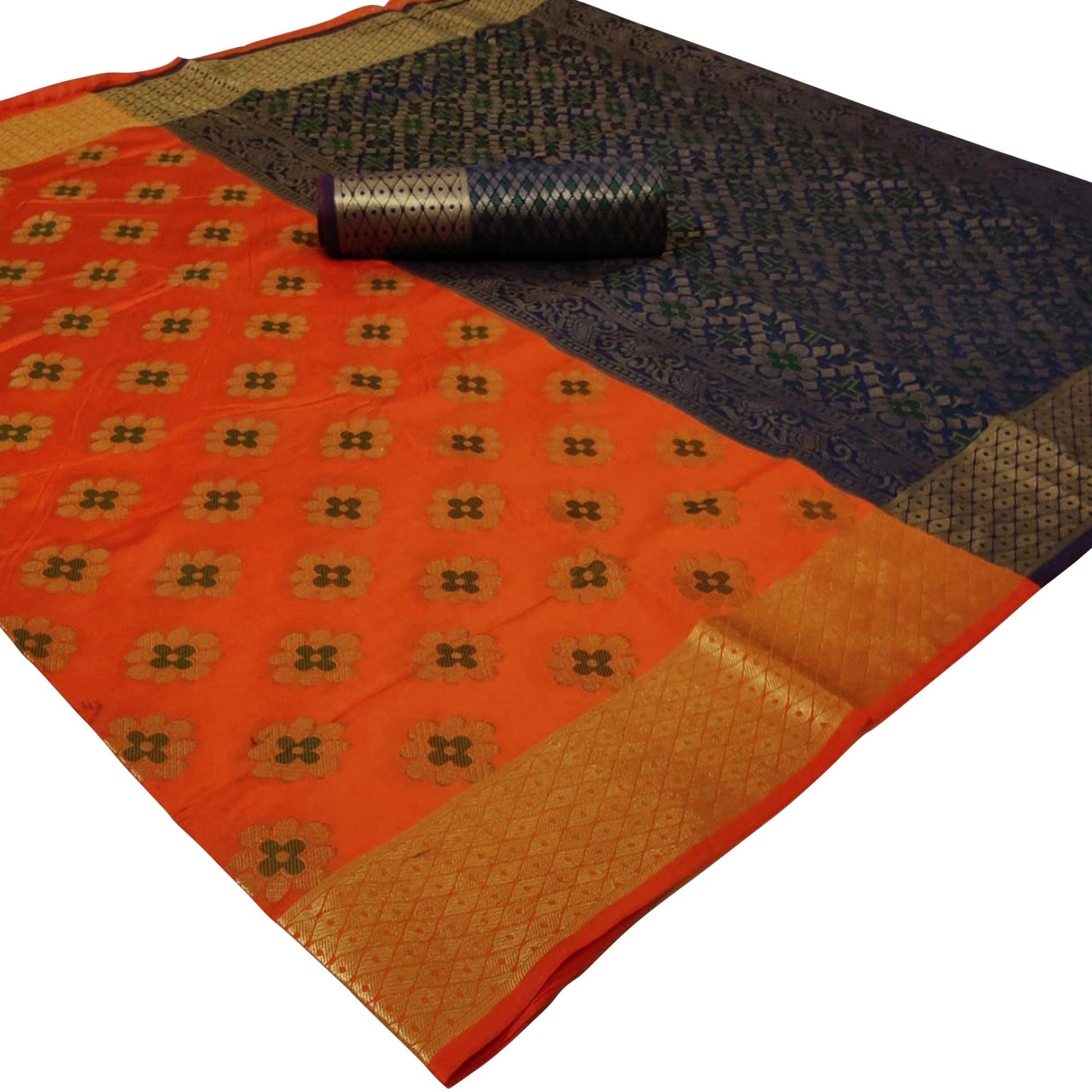 graceful-orange-colored-festive-wear-woven-silk-saree-62686