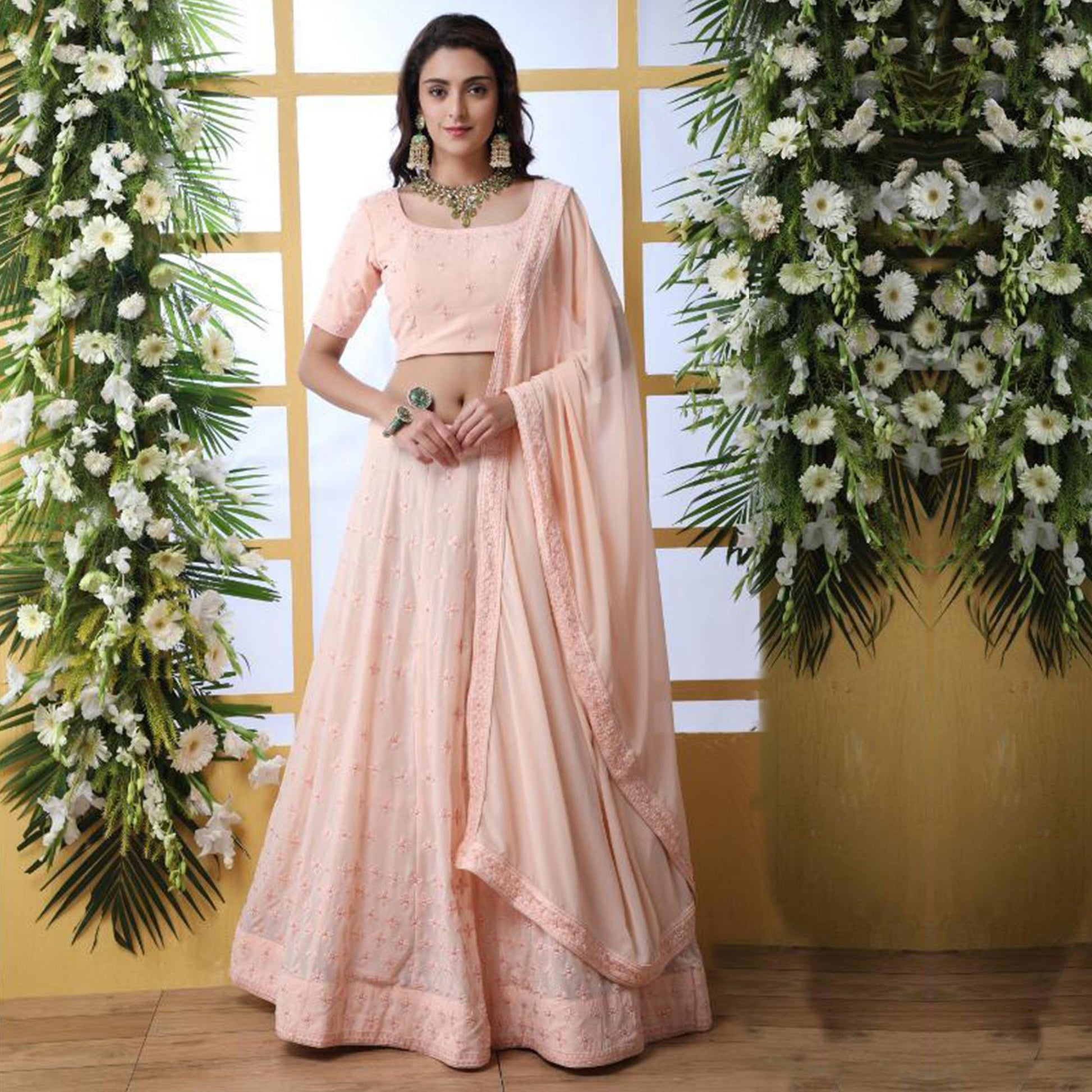 graceful-peach-colored-party-wear-embrodiered-georgette-lehenga-choli-71108