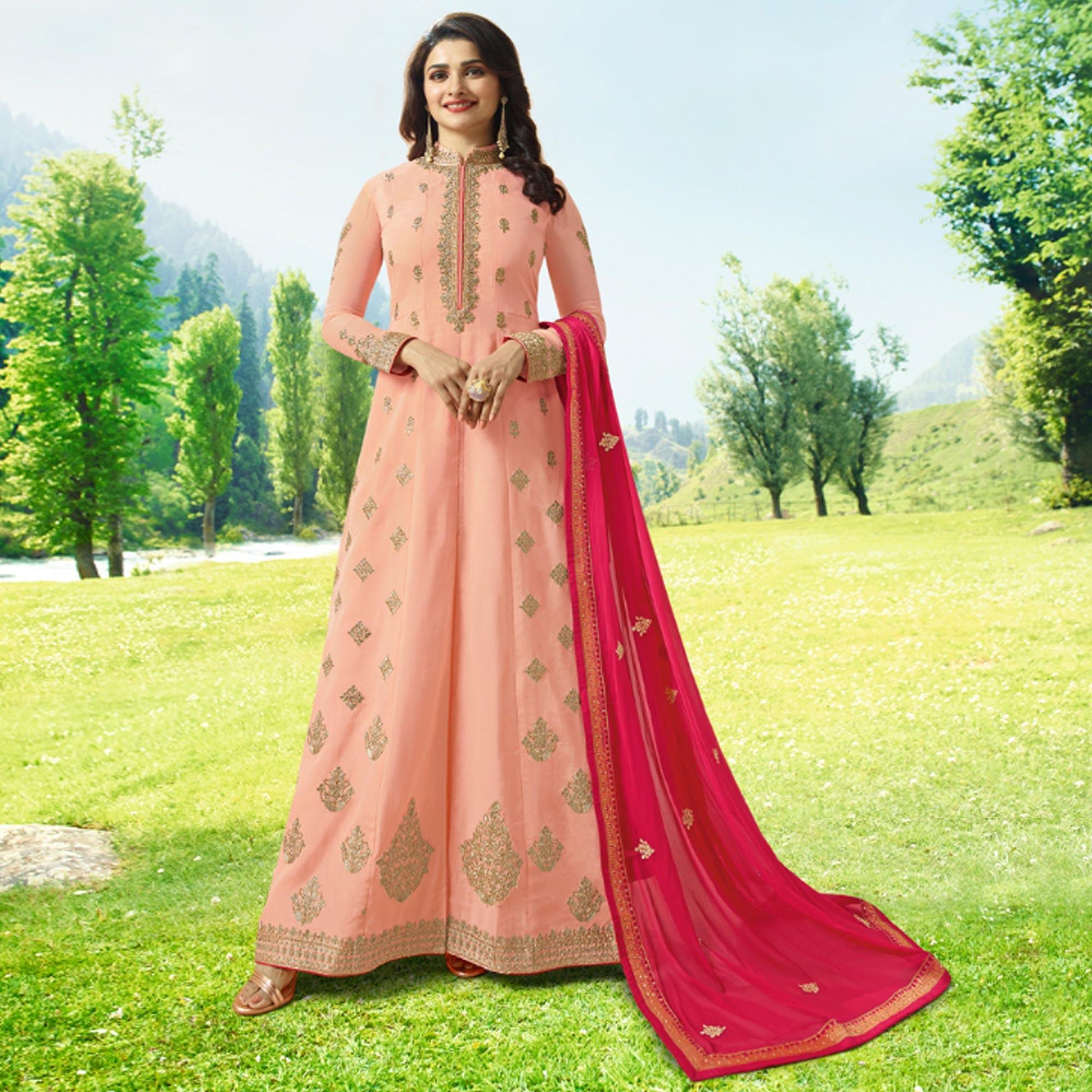 graceful-peach-colored-party-wear-embroidered-art-silk-anarkali-suit