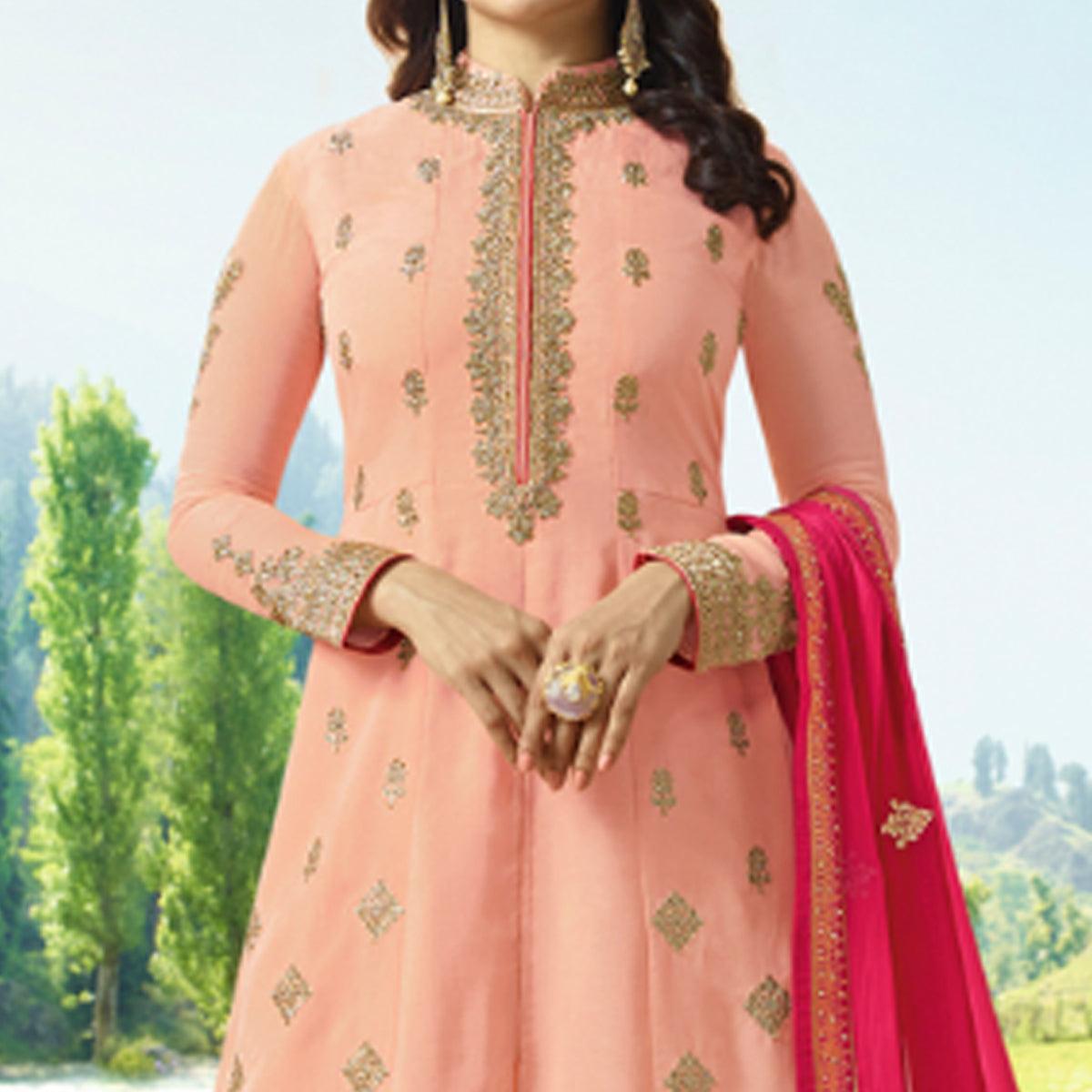graceful-peach-colored-party-wear-embroidered-art-silk-anarkali-suit