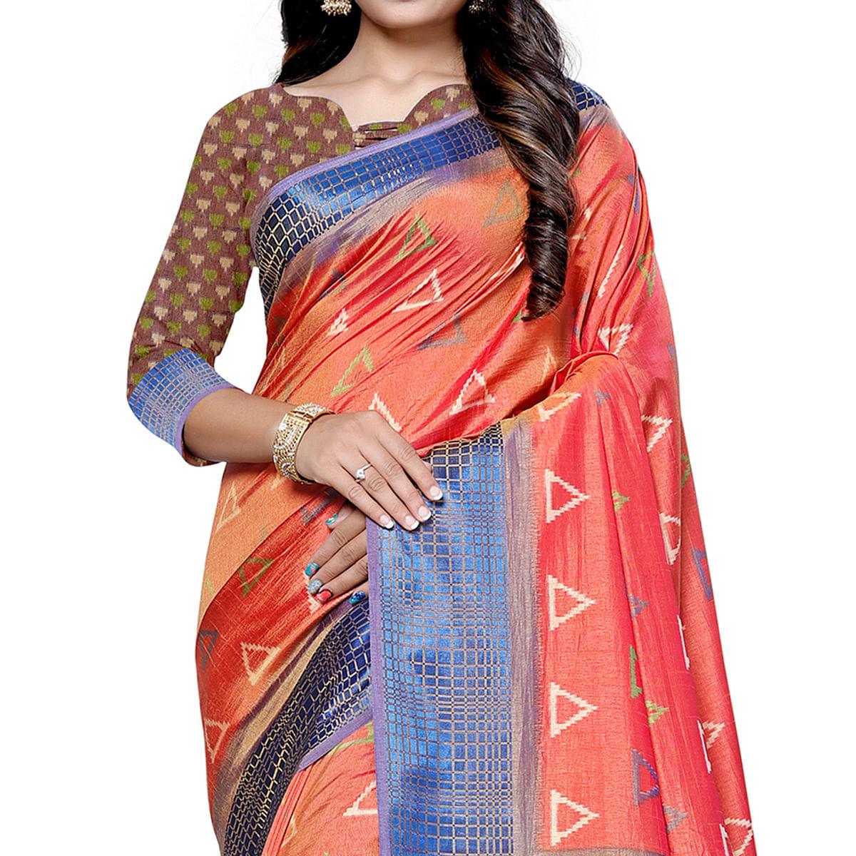 graceful-pink-colored-casual-printed-art-silk-saree