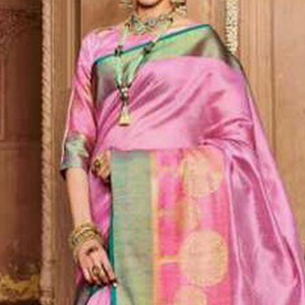 graceful-pink-colored-festive-wear-woven-art-silk-saree-97303