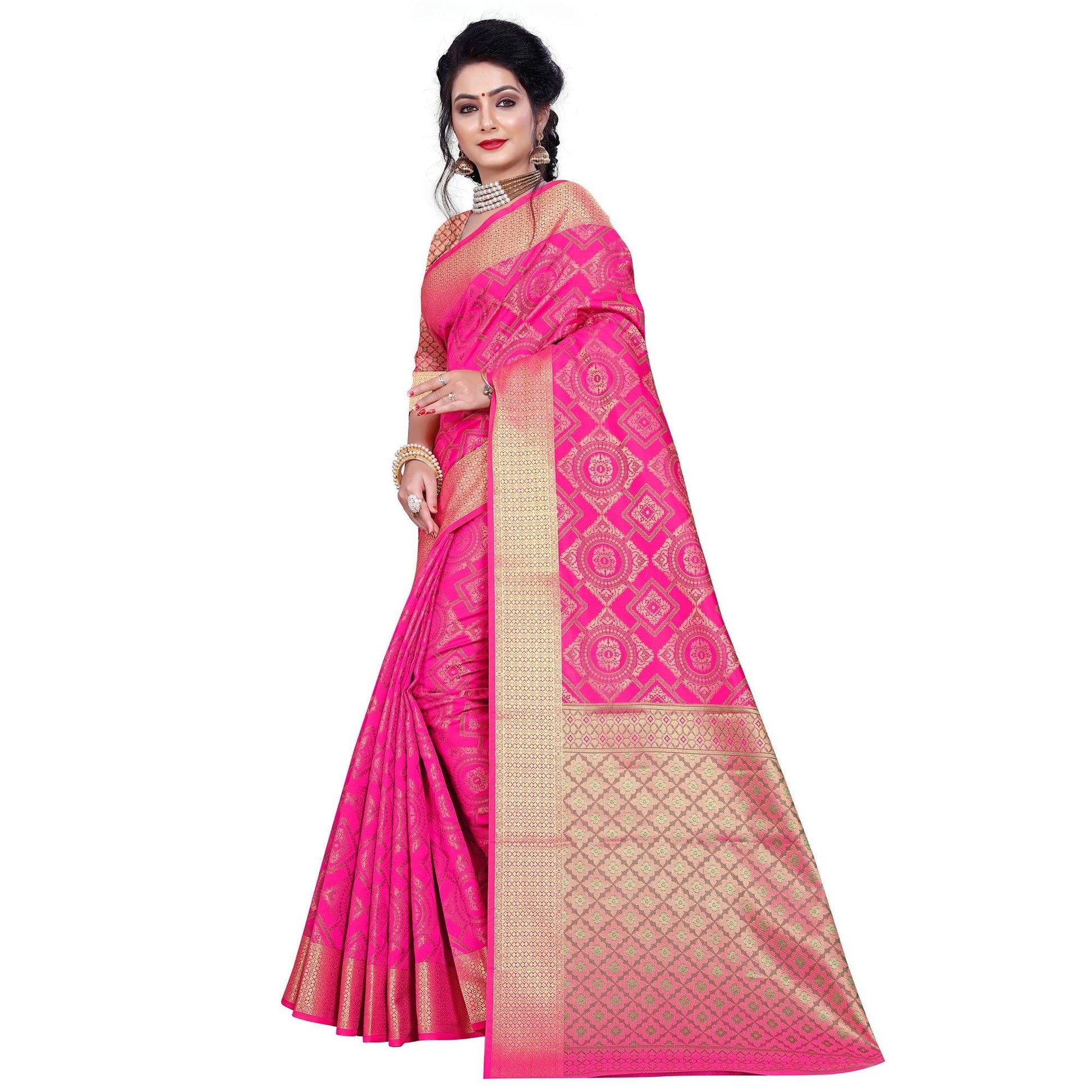 graceful-pink-colored-festive-wear-woven-banarasi-silk-saree