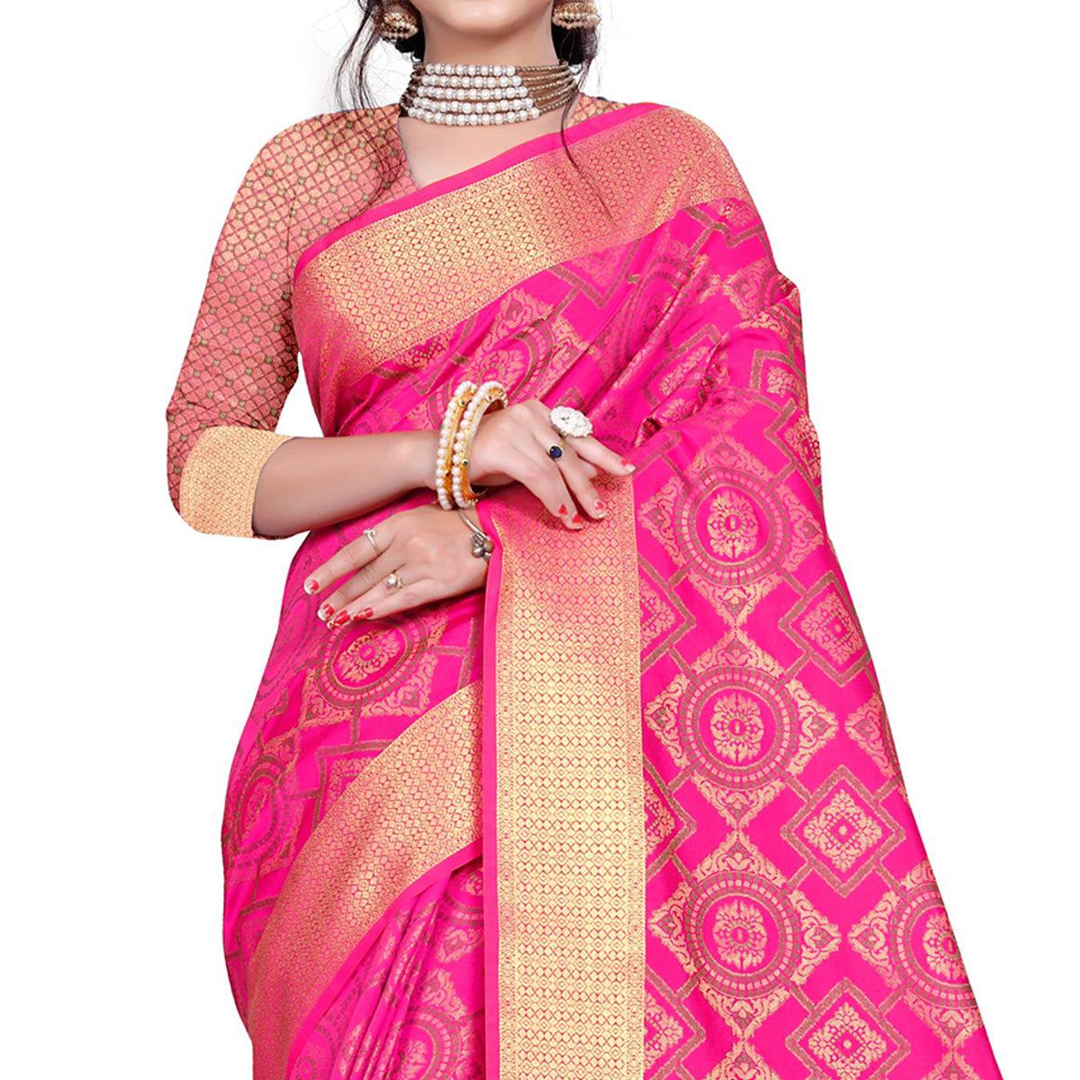 graceful-pink-colored-festive-wear-woven-banarasi-silk-saree