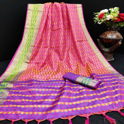 graceful-pink-colored-festive-wear-woven-jacqaurd-silk-saree-90627