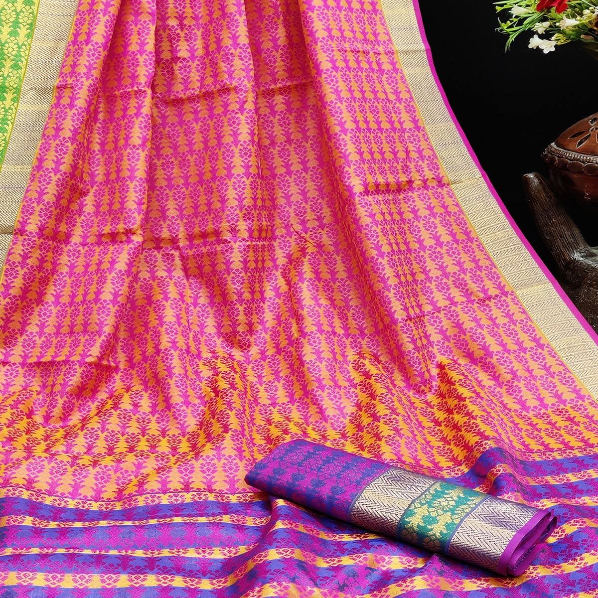 graceful-pink-colored-festive-wear-woven-jacqaurd-silk-saree-90627