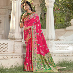 graceful-pink-colored-festive-wear-woven-silk-saree-103572