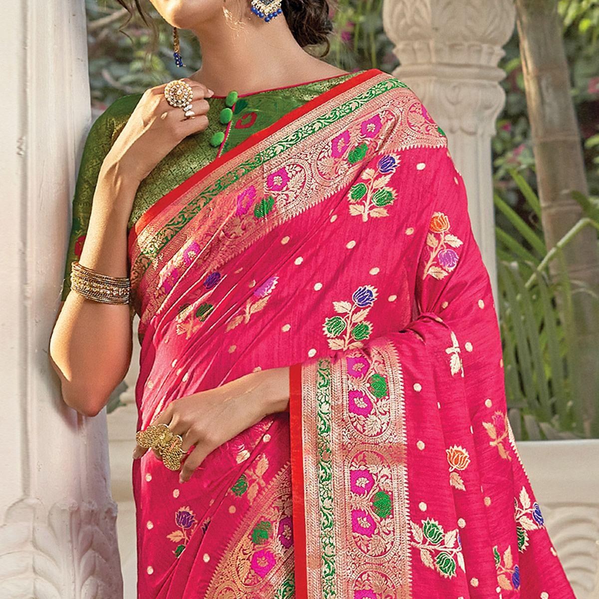 graceful-pink-colored-festive-wear-woven-silk-saree-103572