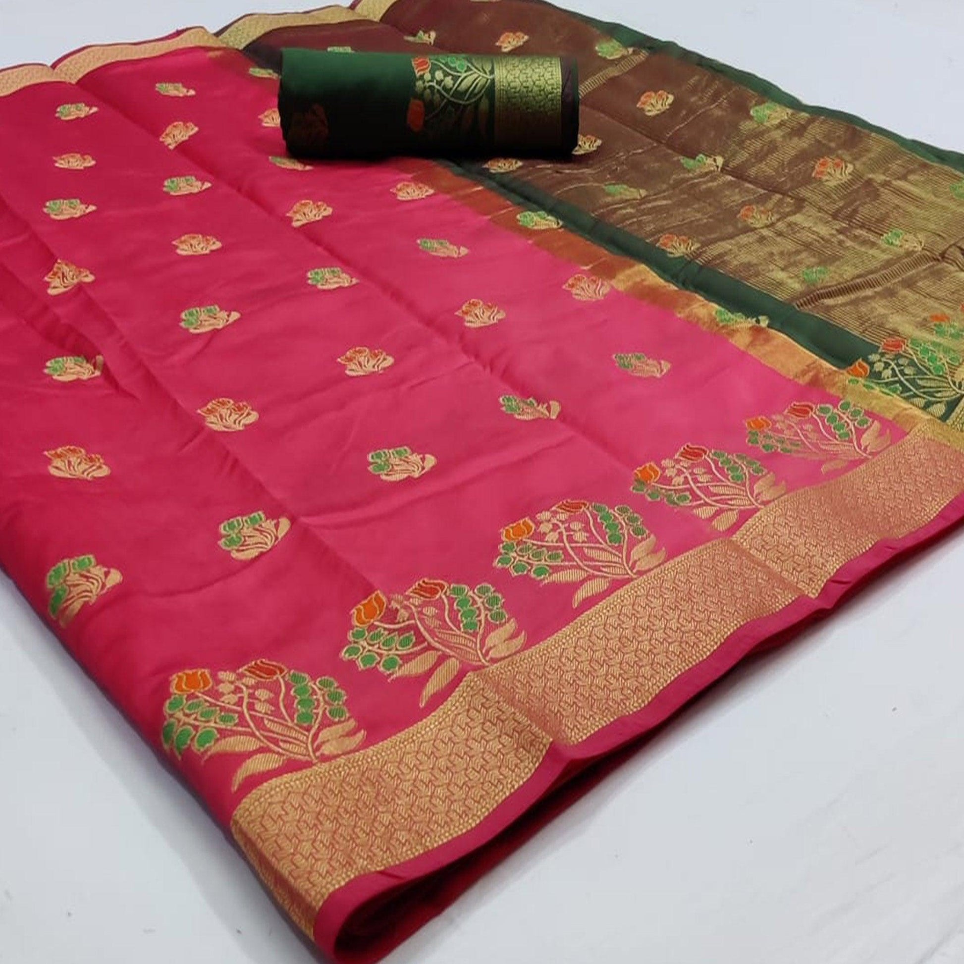graceful-pink-colored-festive-wear-woven-soft-silk-saree-103011