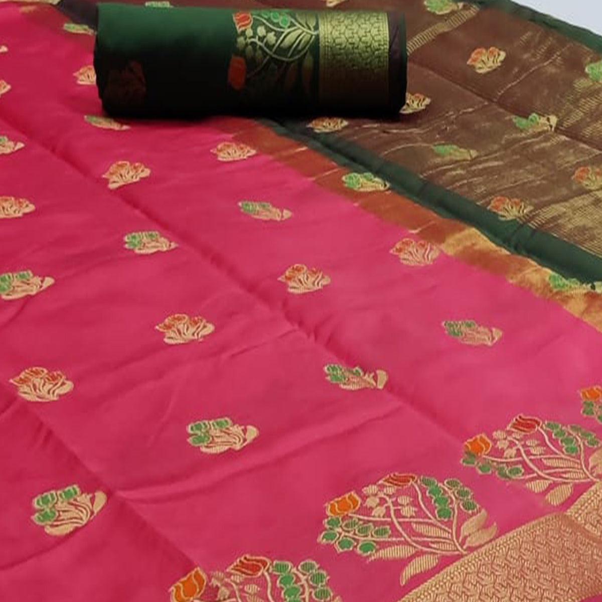 graceful-pink-colored-festive-wear-woven-soft-silk-saree-103011