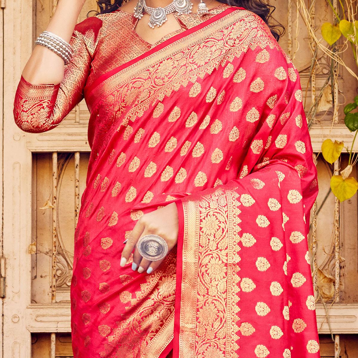 graceful-pink-coloured-designer-partywear-weaving-silk-saree-96022