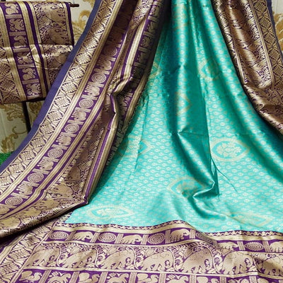 graceful-pista-green-colored-festive-wear-woven-soft-lichi-silk-saree-80272