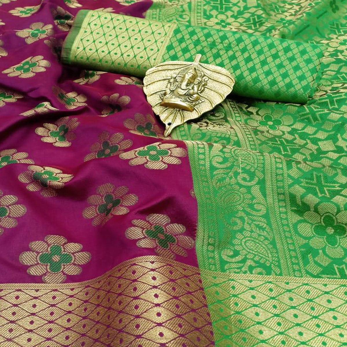 graceful-purple-colored-festive-wear-woven-silk-saree-105392