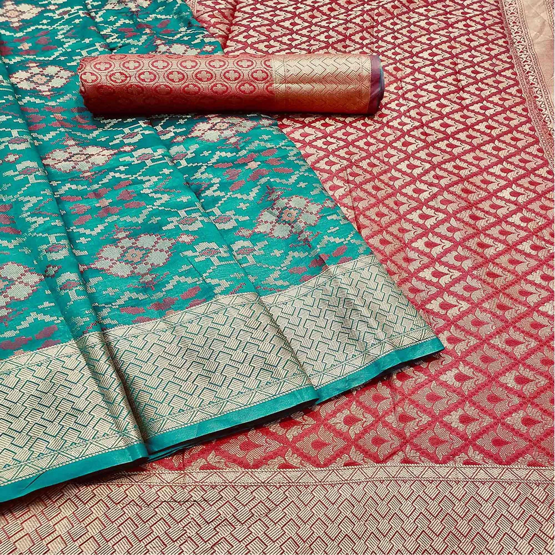 graceful-rama-colored-festive-wear-woven-banarasi-silk-saree-82427