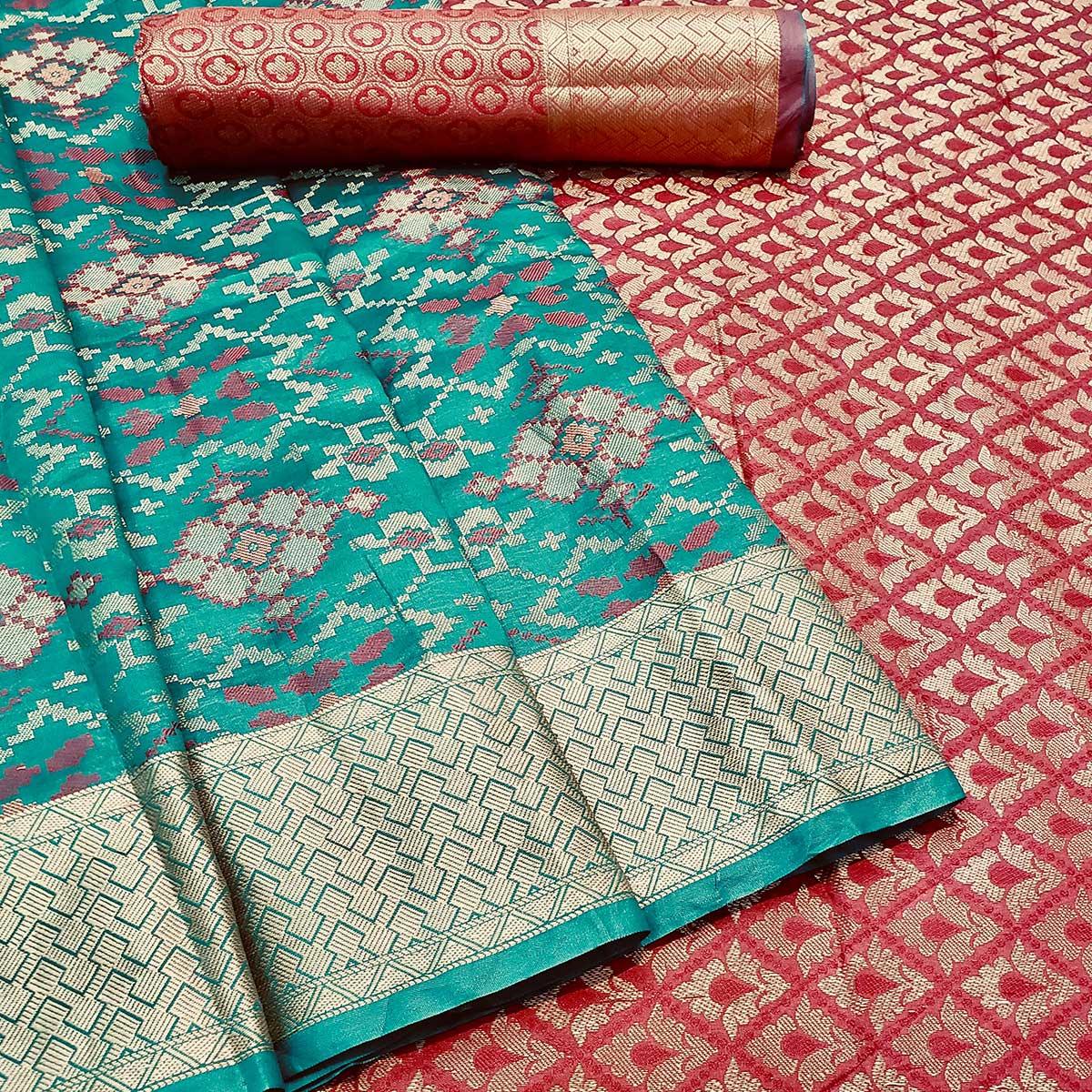 graceful-rama-colored-festive-wear-woven-banarasi-silk-saree-82427