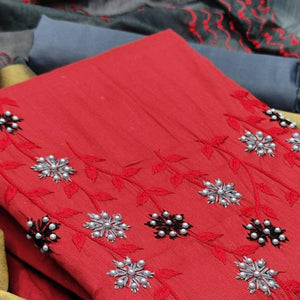 graceful-red-colored-casual-wear-embroidered-cotton-dress-material-104598