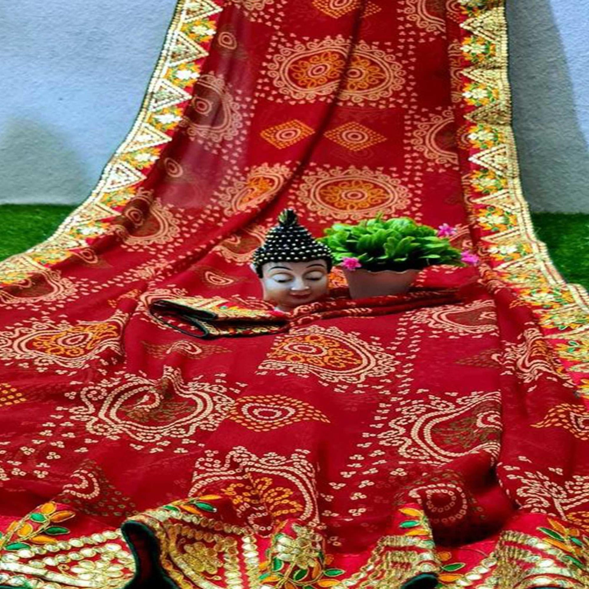 graceful-red-coloured-casual-wear-printed-georgette-saree-95263