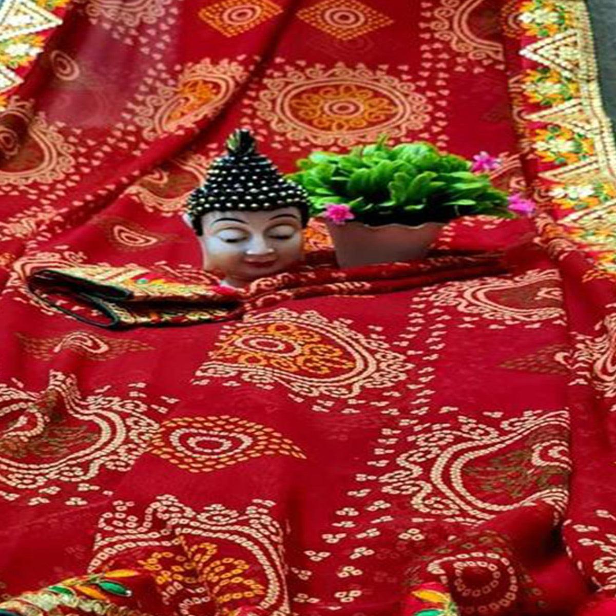 graceful-red-coloured-casual-wear-printed-georgette-saree-95263