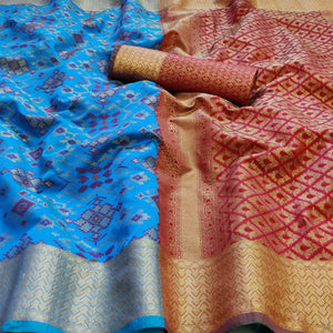 graceful-sky-blue-colored-festive-wear-woven-patola-silk-saree-97751
