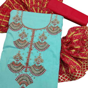 graceful-sky-blue-colored-partywear-embroidered-cotton-dress-material