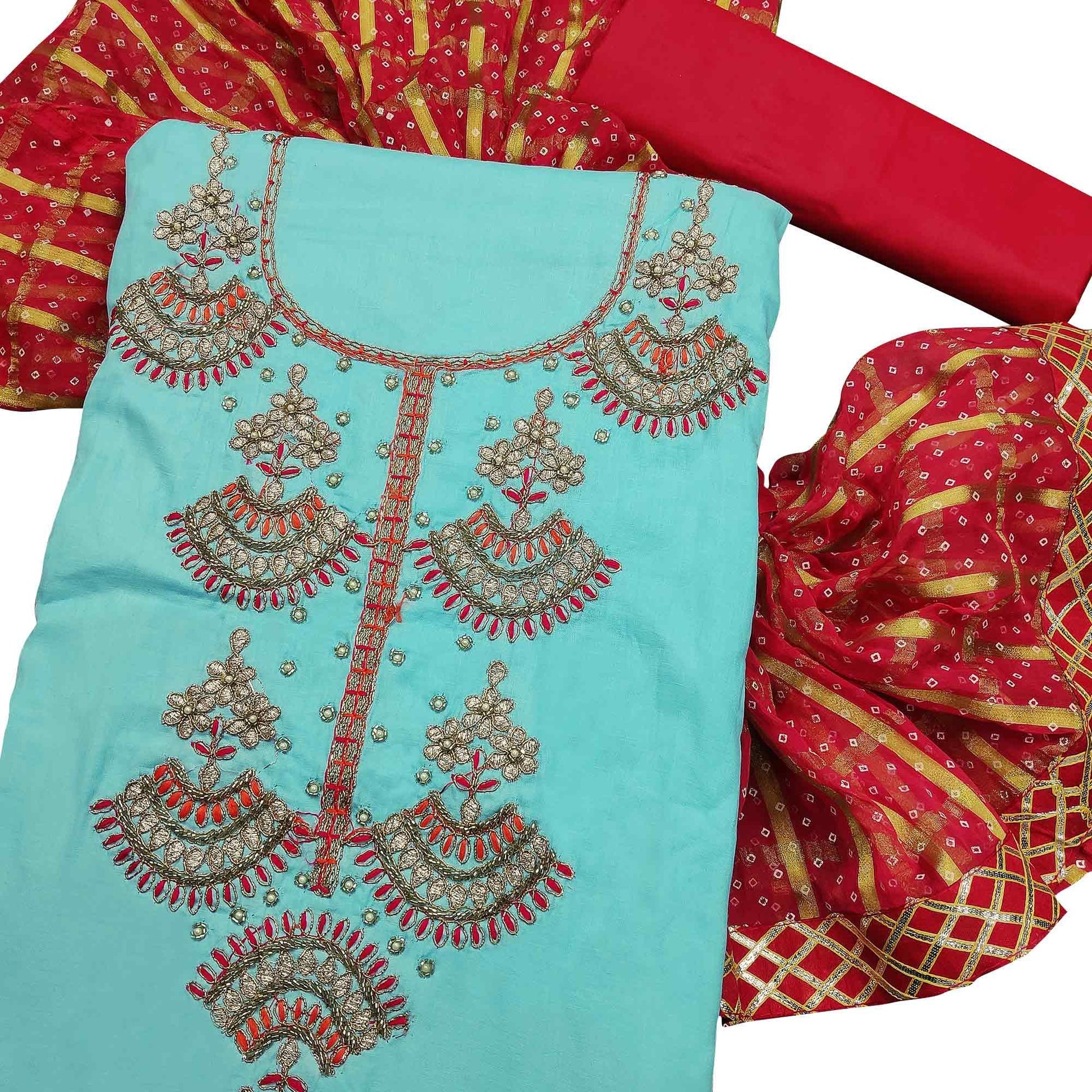 graceful-sky-blue-colored-partywear-embroidered-cotton-dress-material