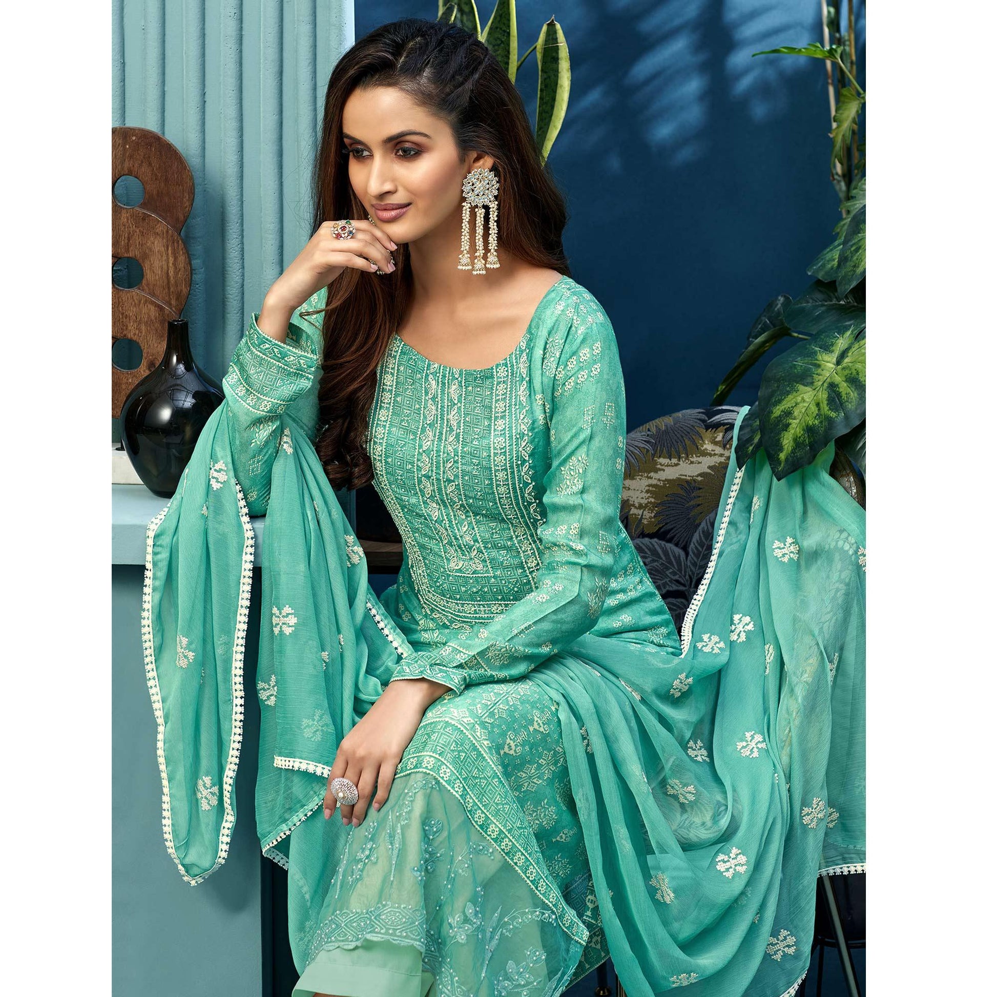 graceful-turquoise-blue-colored-partywear-digital-printed-pure-muslin-palazzo-suit-100104