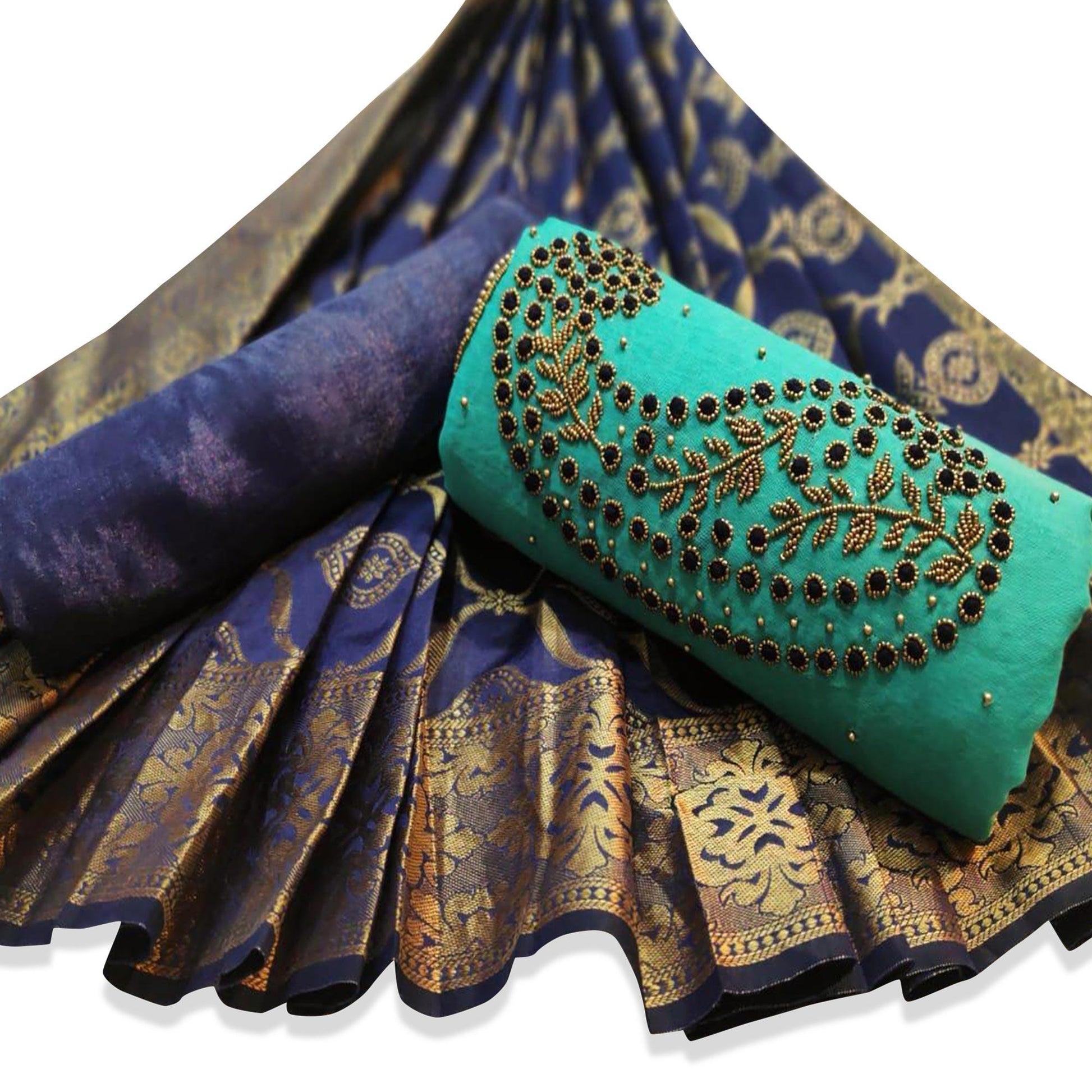 graceful-turquoise-green-colored-party-wear-embroidered-chanderi-silk-dress-material