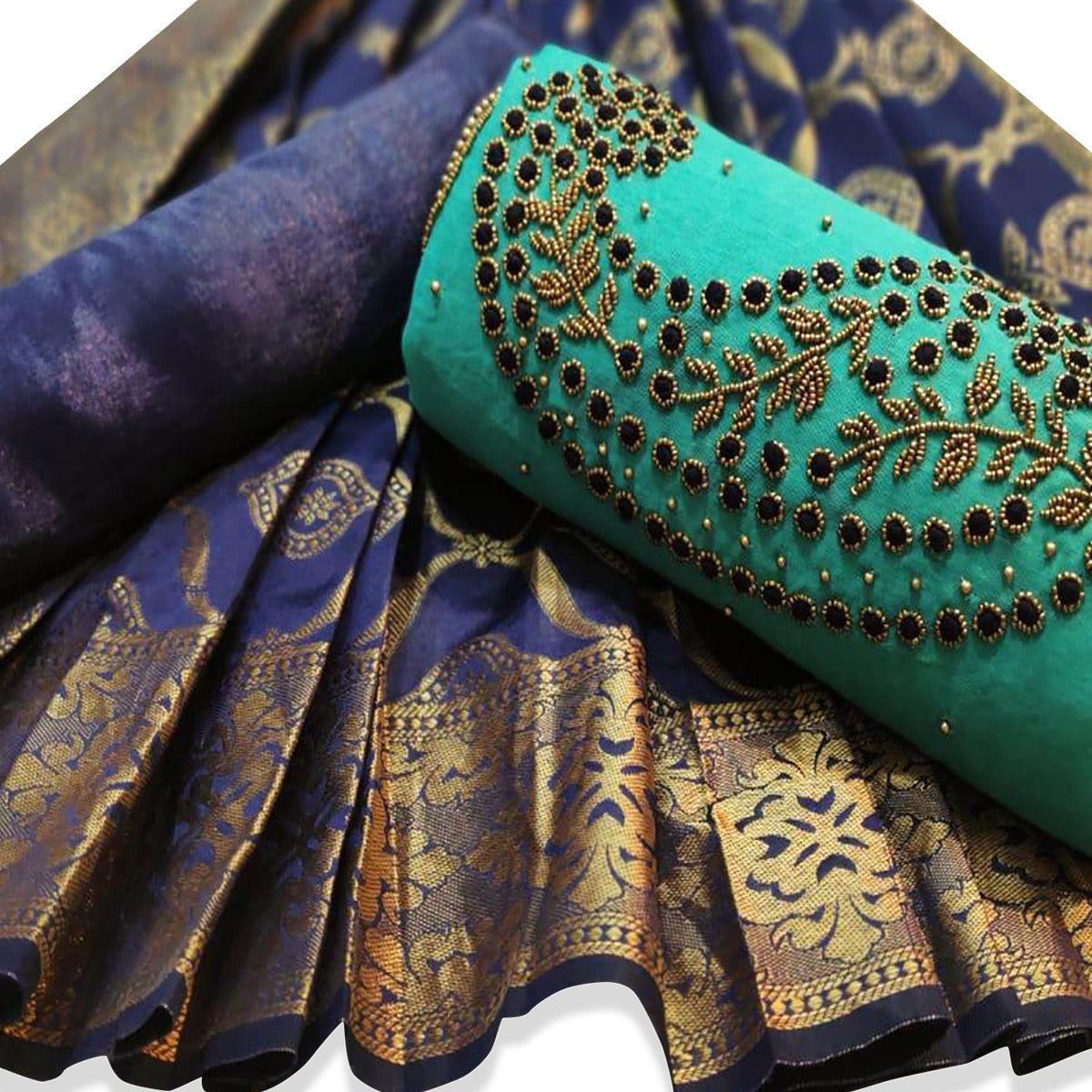 graceful-turquoise-green-colored-party-wear-embroidered-chanderi-silk-dress-material