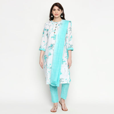 graceful-white-blue-colored-casual-wear-floral-printed-cotton-kurti-pant-set-with-dupatta-59277