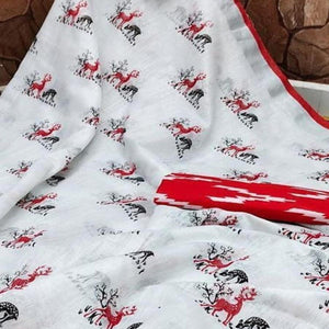 graceful-white-red-colored-casual-wear-digital-printed-linen-saree-97015