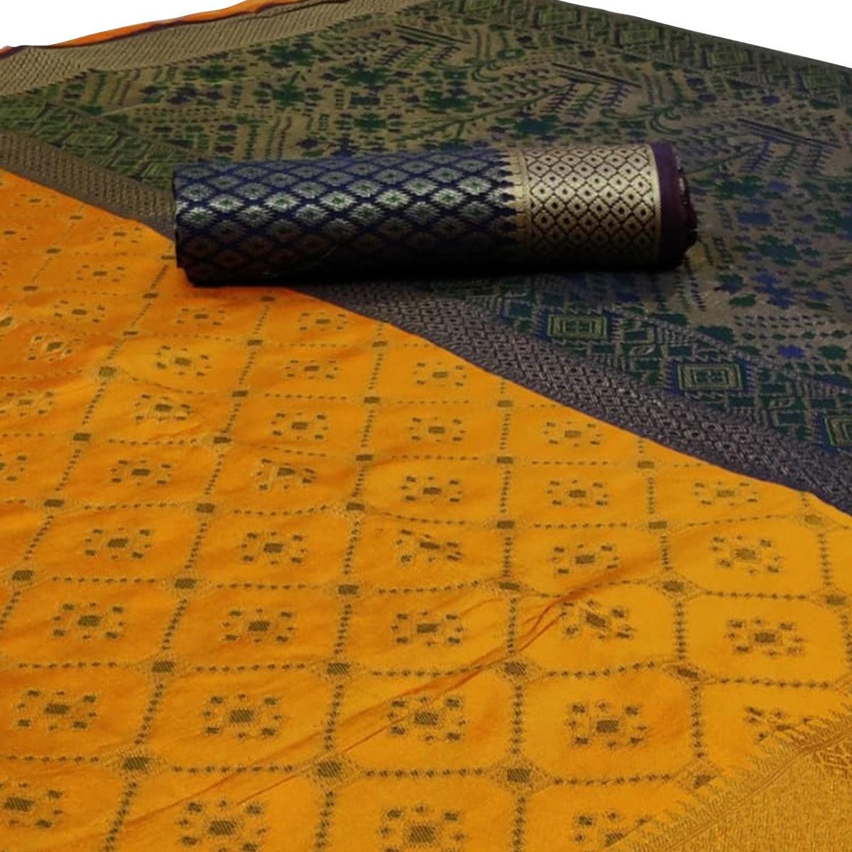 graceful-yellow-colored-festive-wear-woven-silk-saree-60141