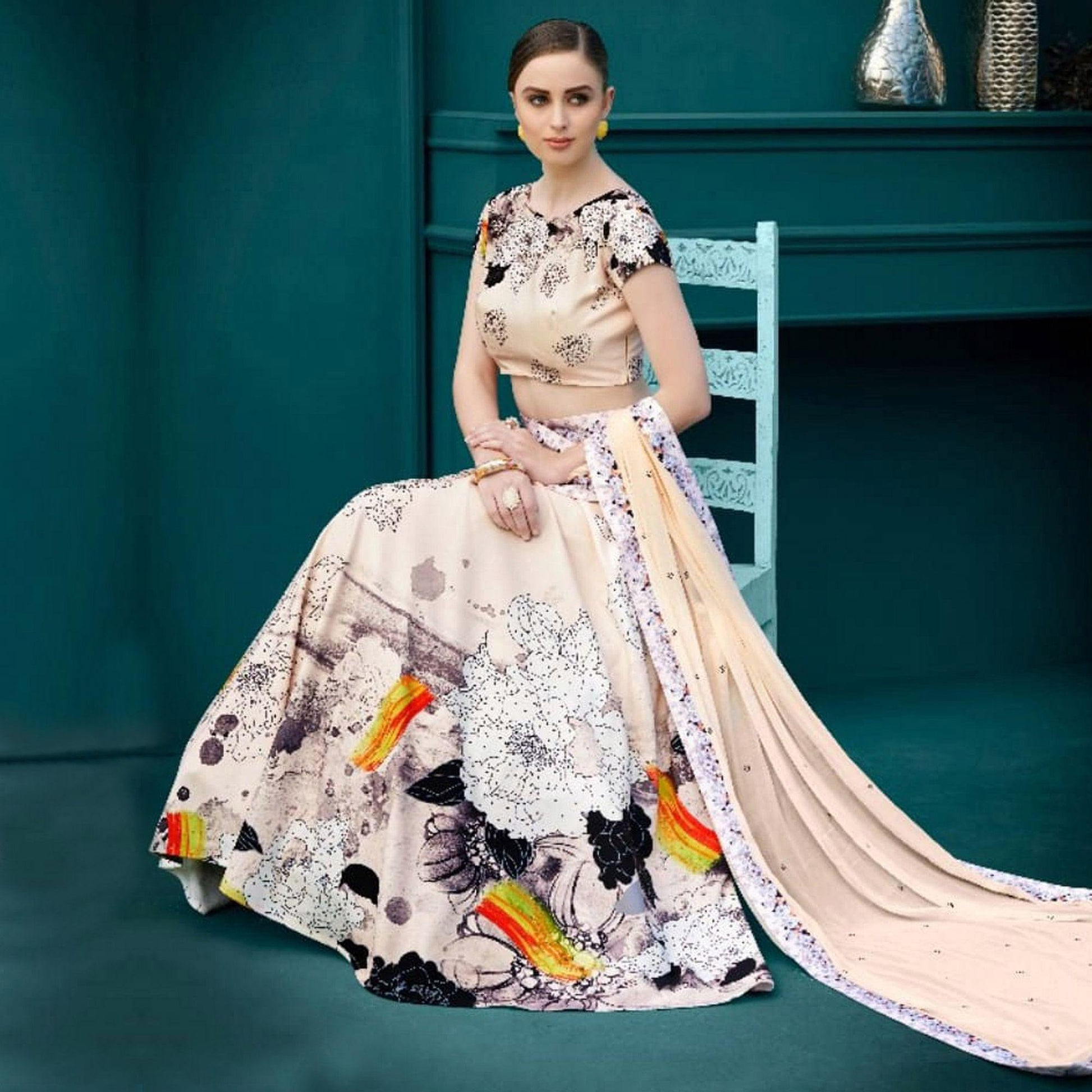 gratifying-cream-colored-designer-partywear-digital-printed-silk-lehenga-choli