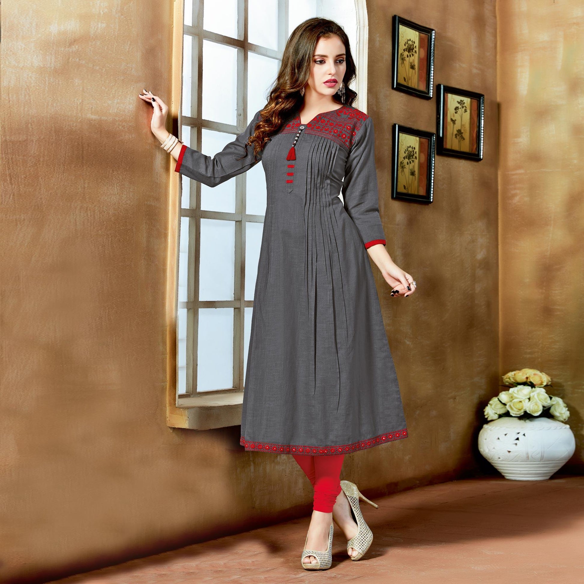 stunning-gray-colored-designer-partywear-embroidered-cotton-kurti-42952