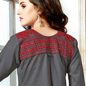 stunning-gray-colored-designer-partywear-embroidered-cotton-kurti-42952