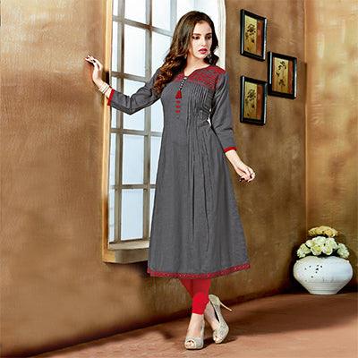 stunning-gray-colored-designer-partywear-embroidered-cotton-kurti-42952