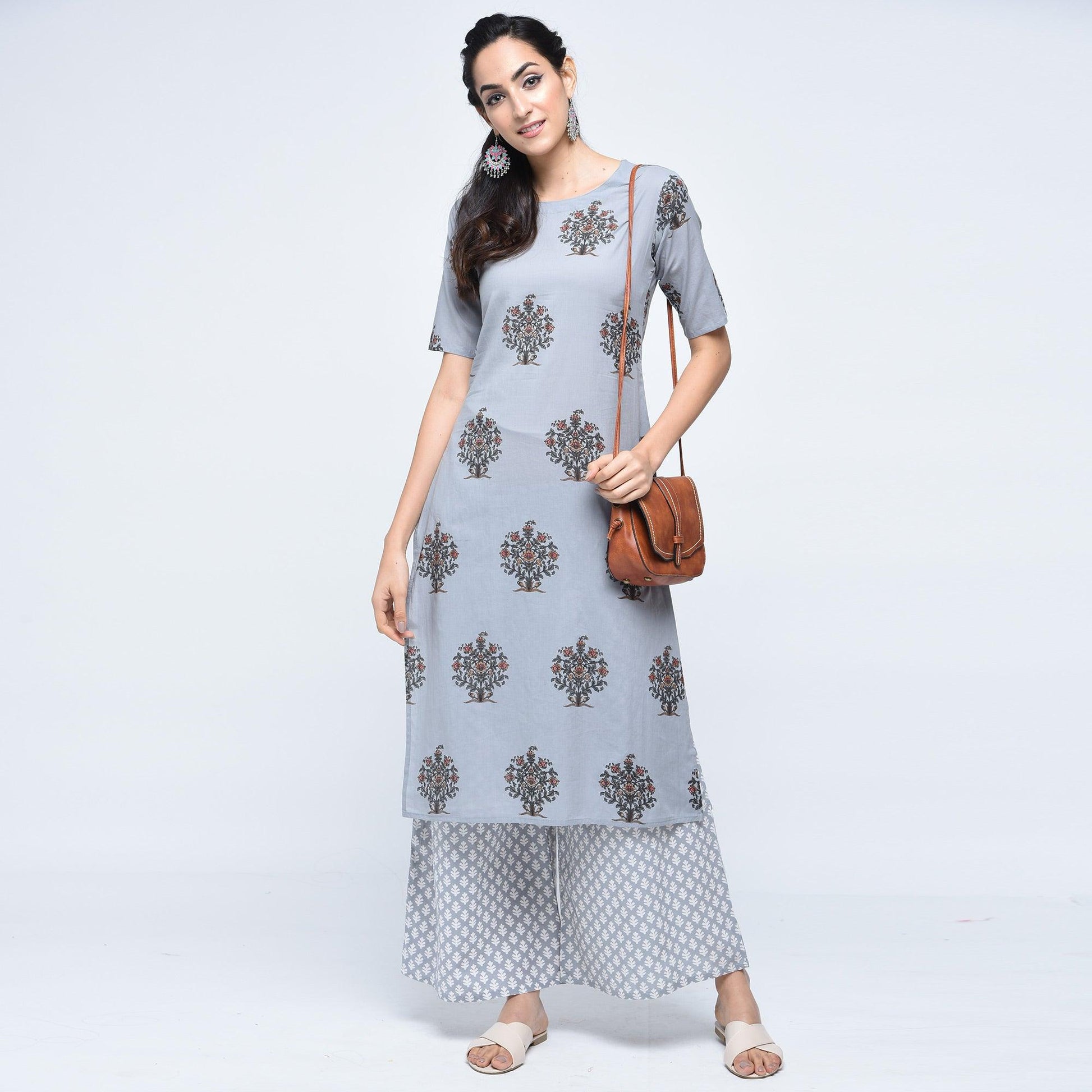 graceful-gray-colored-casual-printed-cotton-palazzo-suit