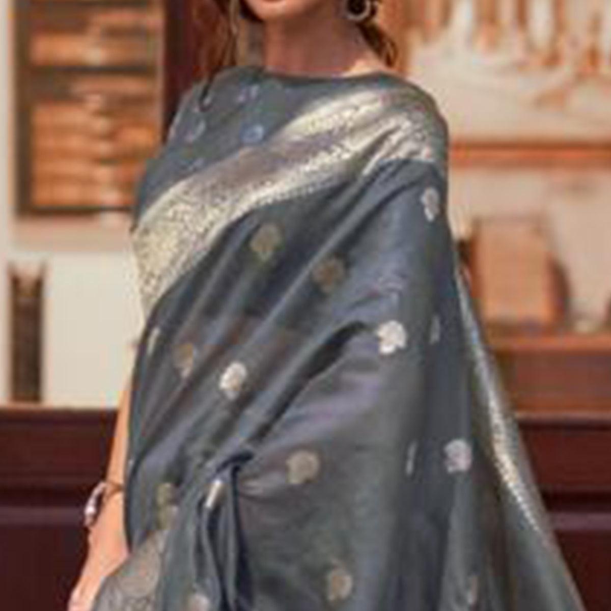 gray-partywear-woven-silk-saree-139853