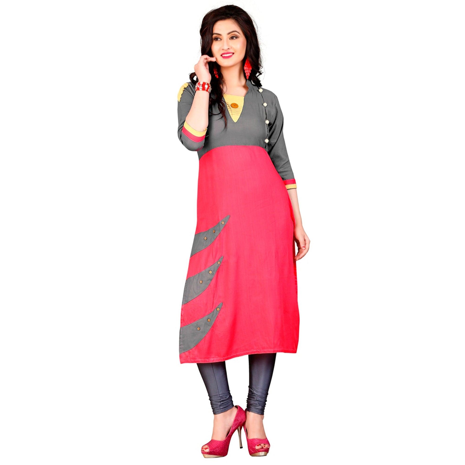 gray-pink-colored-casual-rayon-kurti
