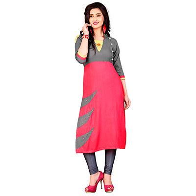 gray-pink-colored-casual-rayon-kurti