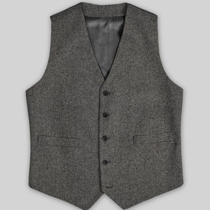 Gray Herringbone Flecks Donegal Tweed Waist Coat