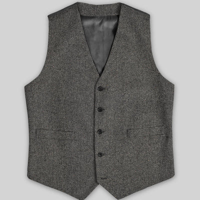 Gray Herringbone Flecks Donegal Tweed Waist Coat