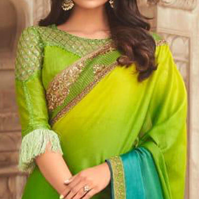 green-and-blue-floral-sequence-embroidered-art-silk-saree
