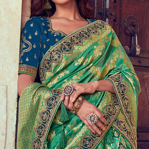 green-blue-wedding-wear-woven-embroidered-silk-lehenga-choli-126754