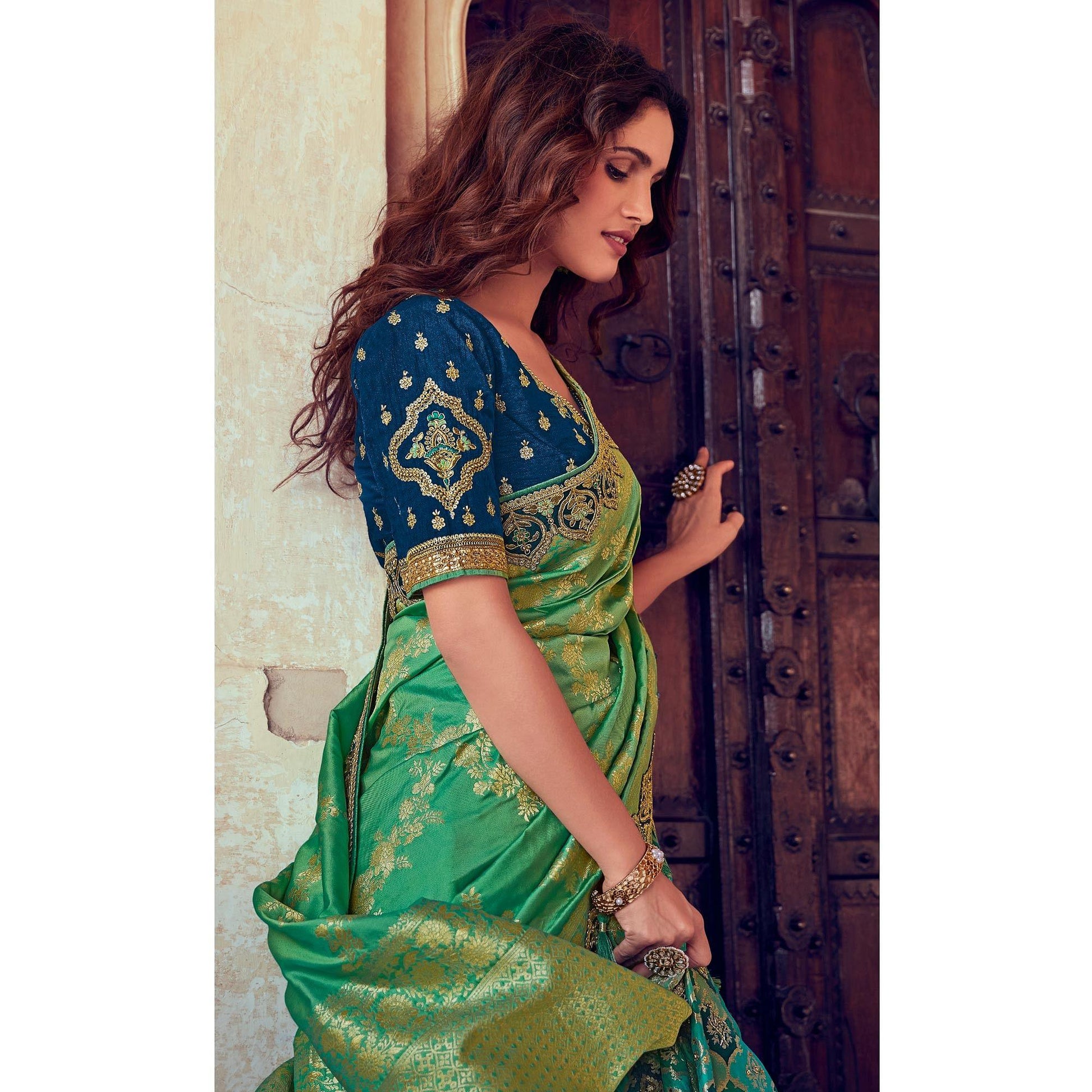 green-blue-wedding-wear-woven-embroidered-silk-lehenga-choli-126754